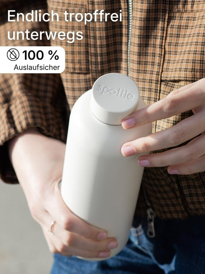 spottle Edelstahl Trinkflasche 1L – Thermosflasche aus Metall, doppelwandig, vakuumisoliert, Kohlens