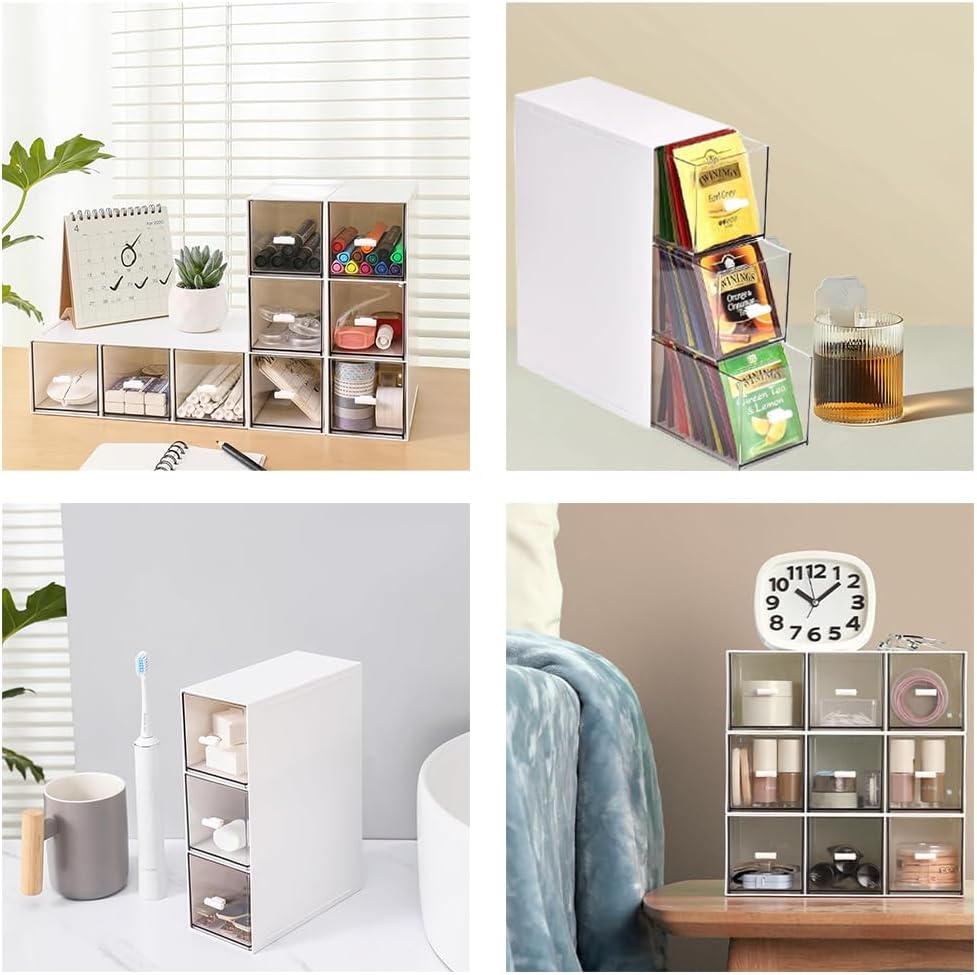 Teebox mit 3 Schubladen, Stapelbar tee organizer, Kunststoff Teeboxen für Teebeutel, Aufbewahrungsbo