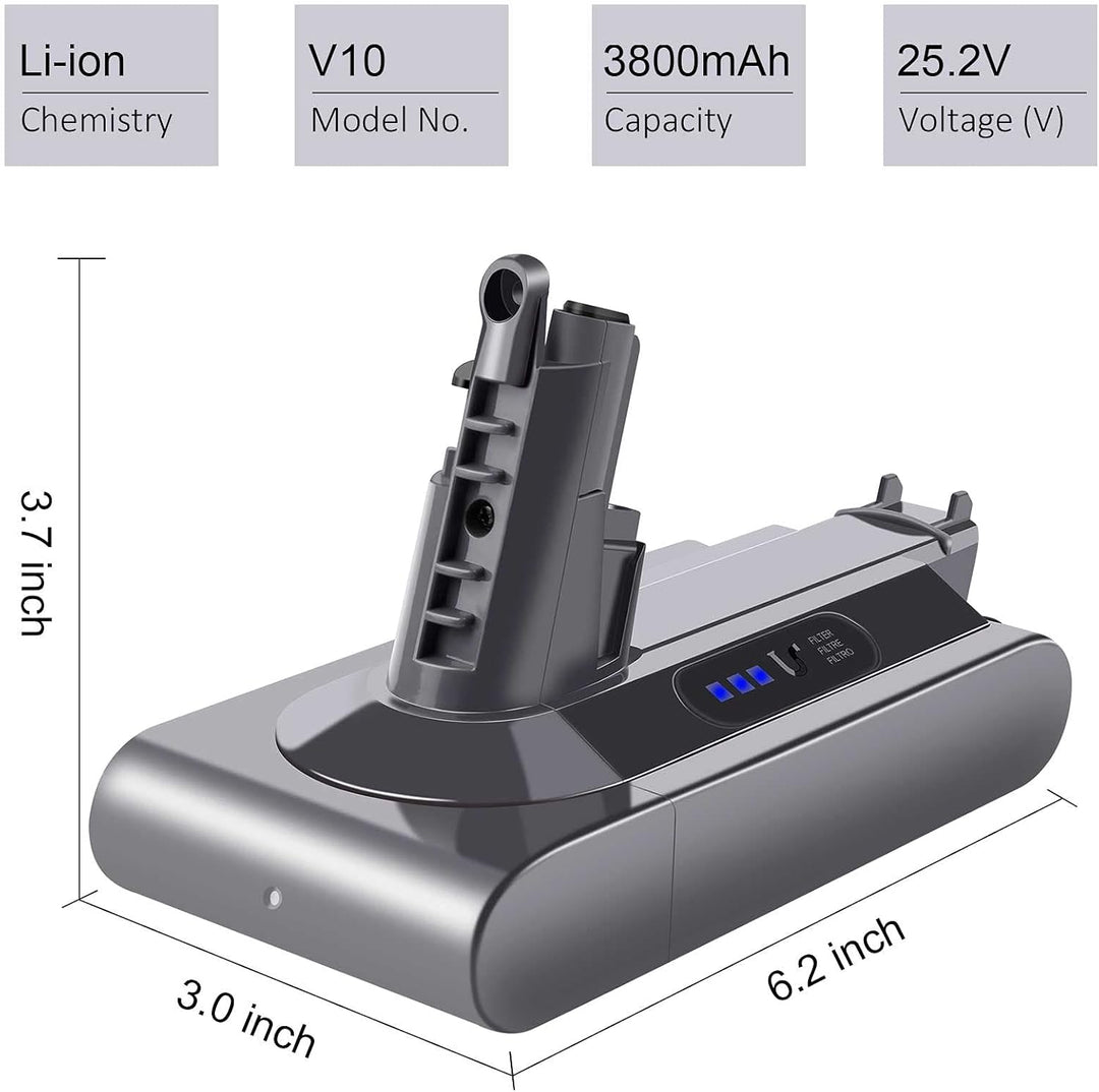 LabTEC 25,2 V 3800 mAh Akku-Ersatz für Dyson V10, Lithium-Akku für Dyson V10 Animal V10 Absolute V10