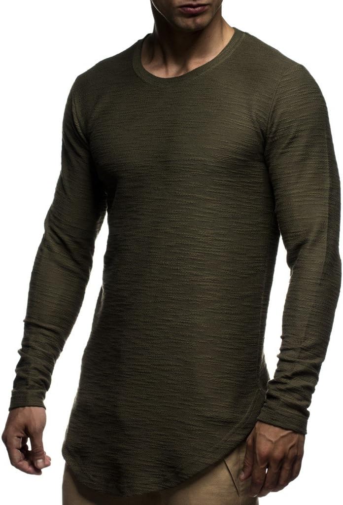 Leif Nelson Herren Pullover Rundhals-Ausschnitt Schwarzer Männer Longsleeve dünner Pulli Sweatshirt