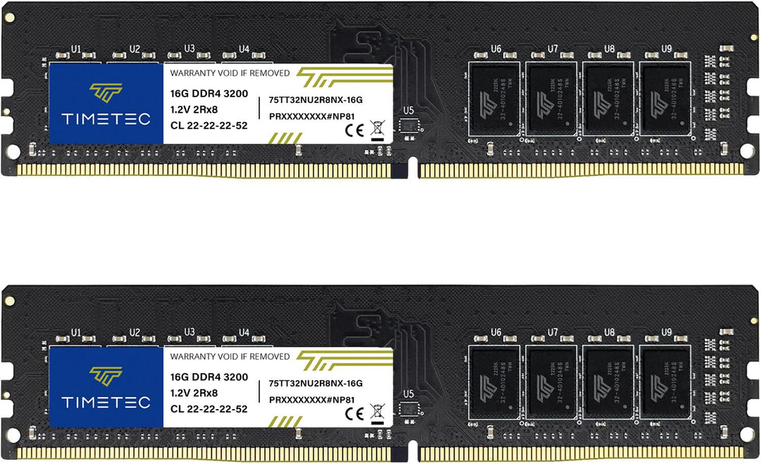 Timetec Premium 32GB KIT(2x16GB) DDR4 3200 MHz PC4-25600 CL16 1,35 V Nicht-ECC ungepuffert Entwickel