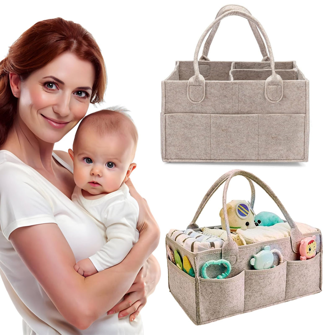 Wickeltasche Organizer,Baby Windel Caddy Organizer,Tragbarer Filztasche mit Fächern Wickelorganizer,