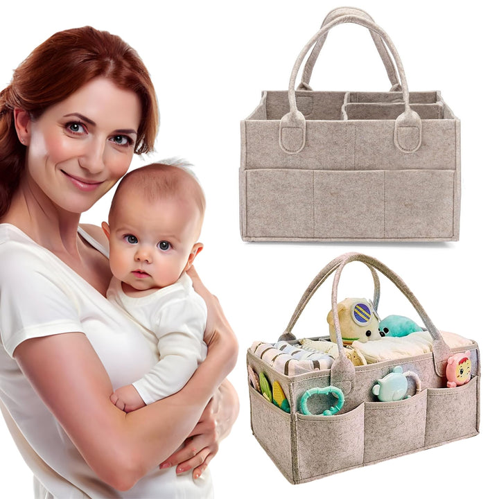 Wickeltasche Organizer,Baby Windel Caddy Organizer,Tragbarer Filztasche mit Fächern Wickelorganizer,