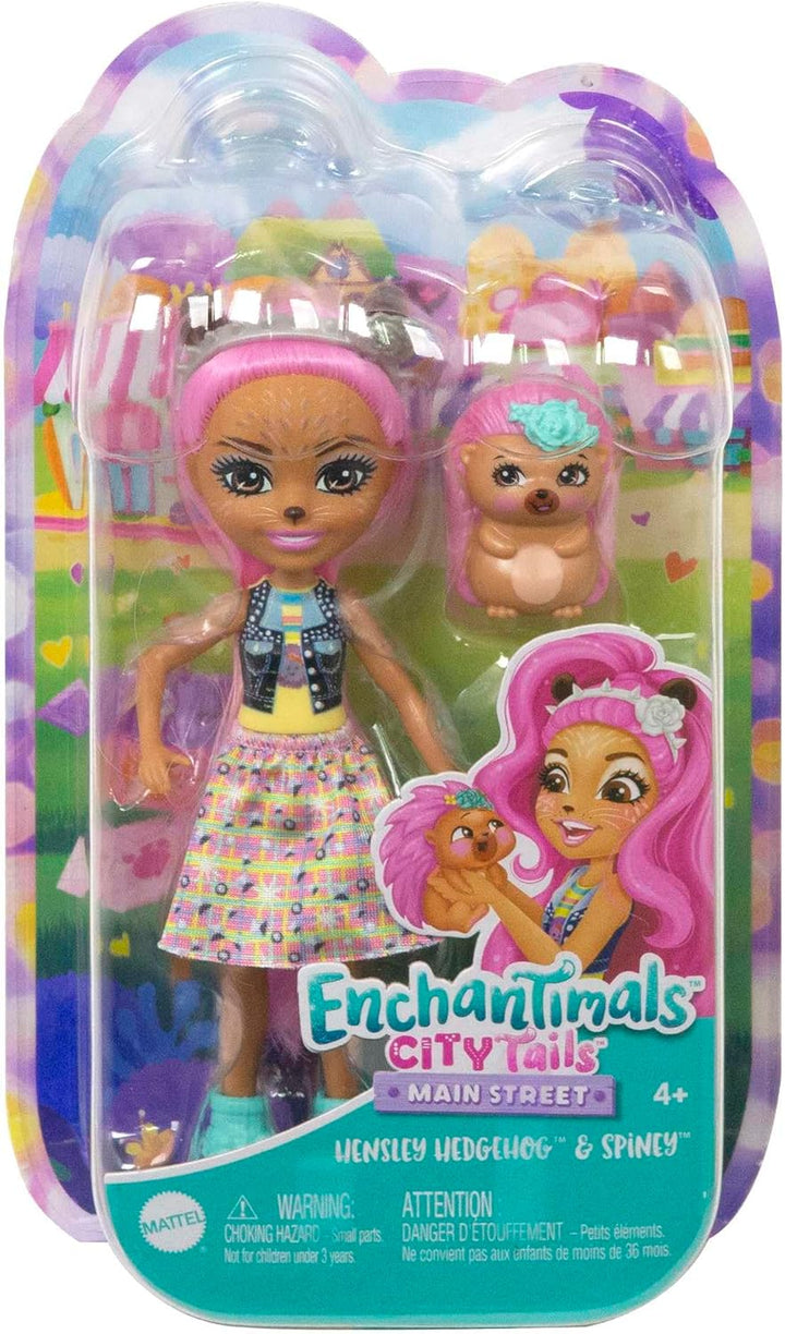 Enchantimals City Tails Hauptstrasse Hensley Hedgehog Und Spiney Puppe - Igelmädchen mit abnehmbarem