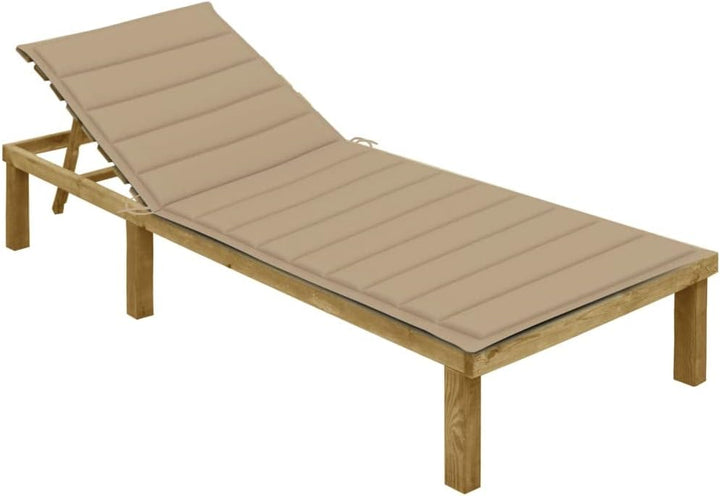 vidaXL Kiefernholz Imprägniert Sonnenliege mit Beiger Auflage Gartenliege Relaxliege Holzliege Liege