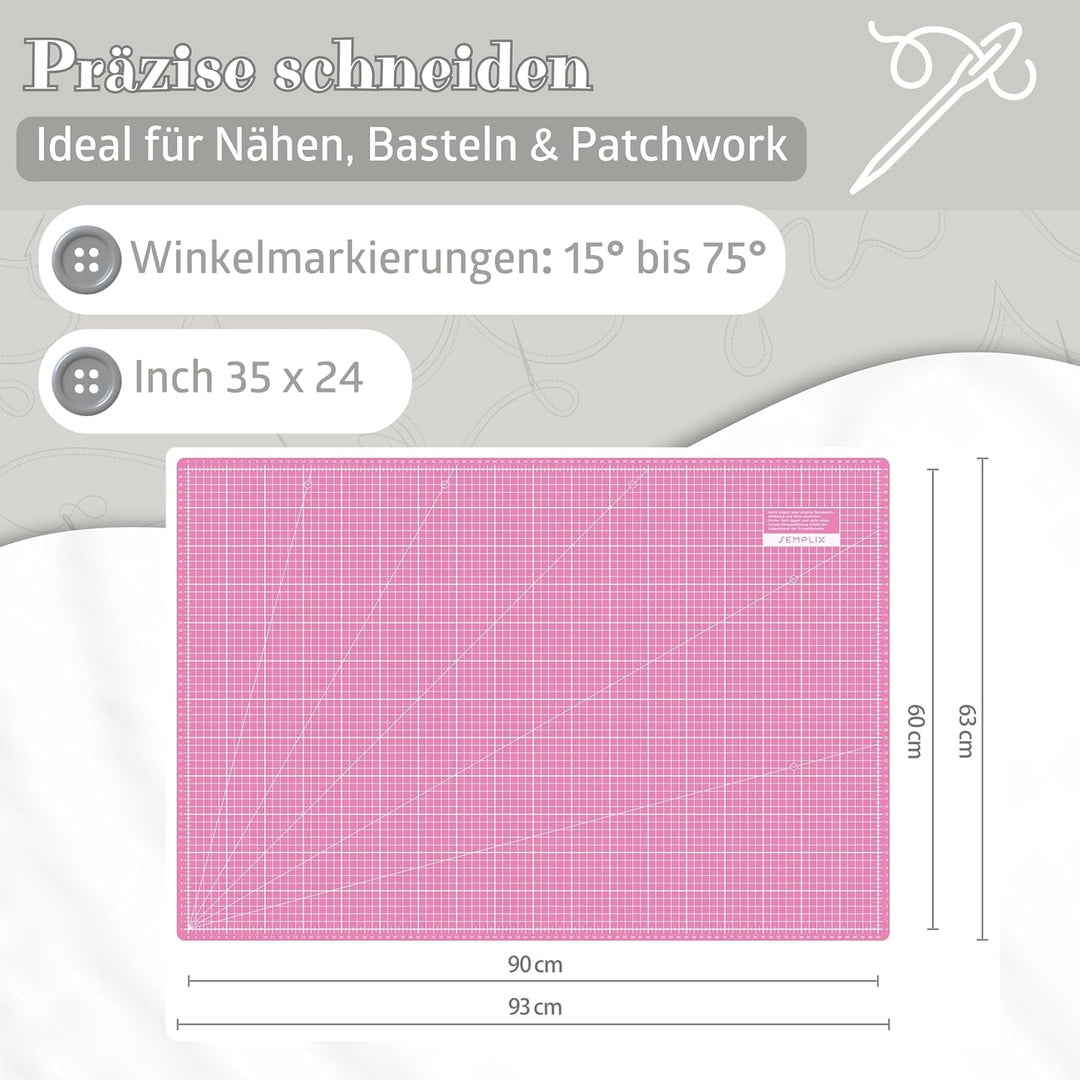 SEMPLIX Schneidematte A1 in Grün, Rosa, Grau, Türkis, Lila. Ideal fürs Basteln, Nähen und Patchworke