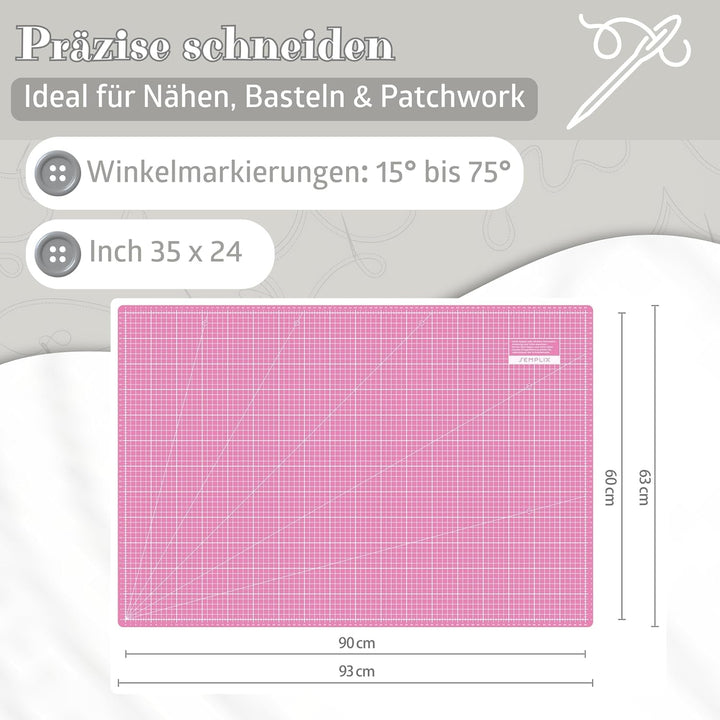 SEMPLIX Schneidematte A1 in Grün, Rosa, Grau, Türkis, Lila. Ideal fürs Basteln, Nähen und Patchworke