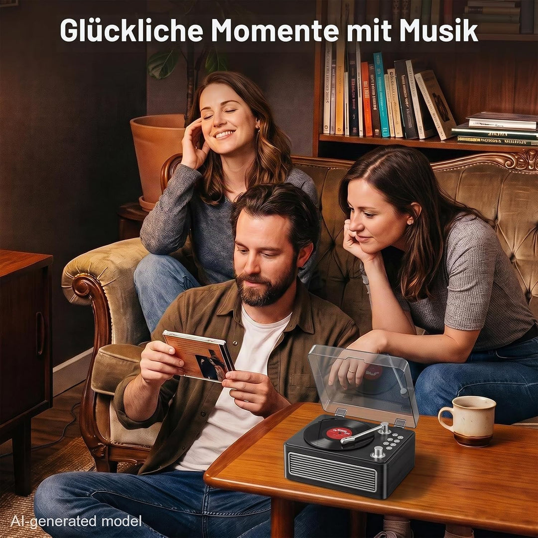 Gueray Tragbarer Bluetooth CD-Player mit Lautsprechern 3600mAh Wiederaufladbarer Vintage CD Spieler