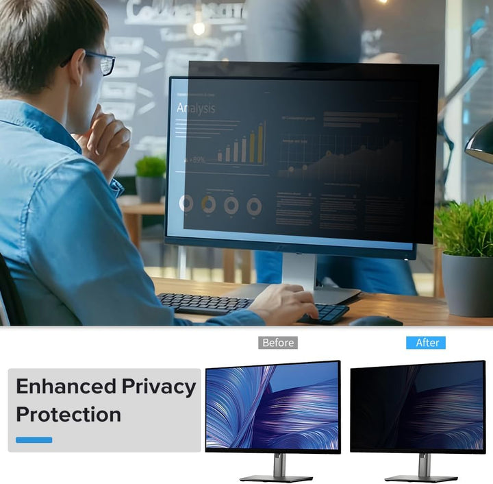 MOBDIK Abnehmbarer Computer Blickschutzfolie 28 Zoll für 16:9 Monitor, Anti Glare Blaulicht Filter,