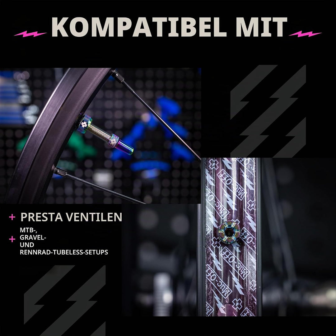 Muc-Off Unisex-Erwachsene Regenbogenfarbige, 44 mm Presta Tubeless Ventile, 44mm Single, Single