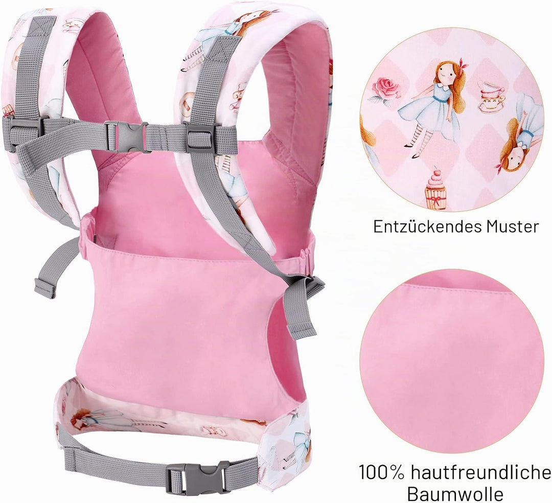 Miracle Baby Babypuppentrage für Kinder, Vorder- und Rückentrage mit verstellbaren Trägern für Mädch