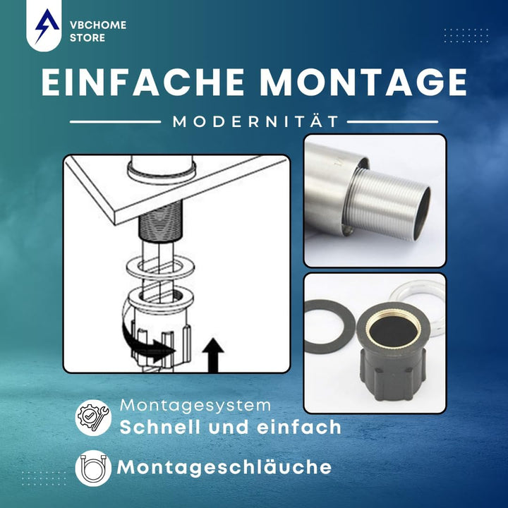 VBChome Küchenarmatur mit flexibler Grau Silikonbrause – Flexibler Wasserhahn mit Einhebelmischer fü