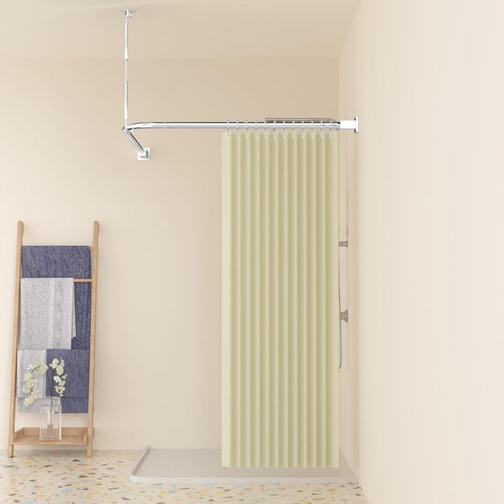 Duschvorhangstange L Form Ohne Bohren Ecke Halterung 95x95 cm - Duschstange Für Duschvorhang Badewan