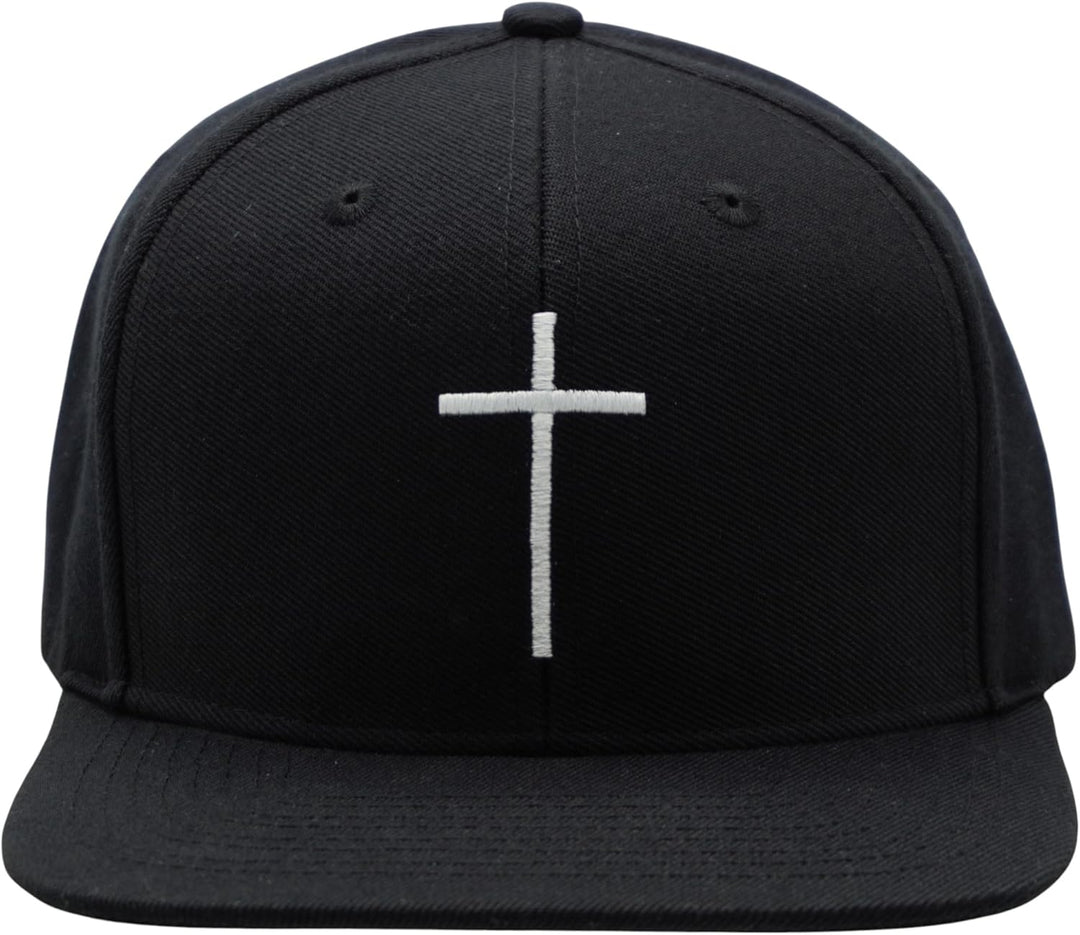 Bexxwell Snapback Cap schwarz mit Kreuz (optimale Passform, Kappe, Black, Cross, Unisex)