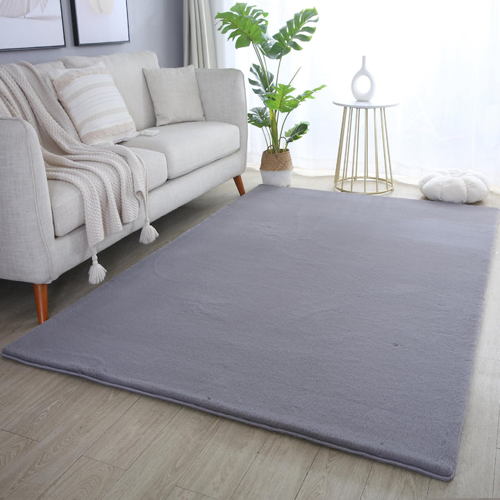 Weicher Hochflor Teppich Wohnzimmer Waschbarer Teppich im modernen Stil Unicolor & Einfarbig Läufer