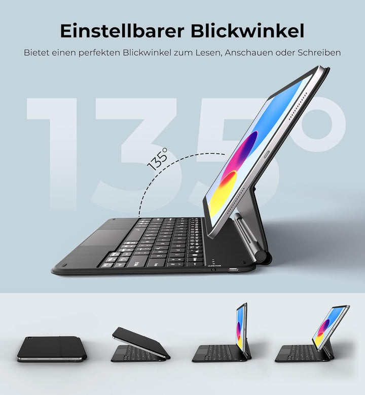 Dracool Tastatur Hülle für iPad 10. Generation 2022 (10,9 Zoll) Tastatur mit Trackpad Magnetische Fr