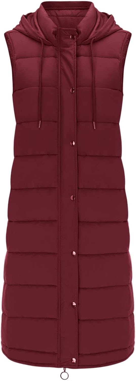 Ärmelloser Damen-Wintermantel, Weste, langer Kapuzenpullover, warmer Daunenmantel mit Taschen, geste