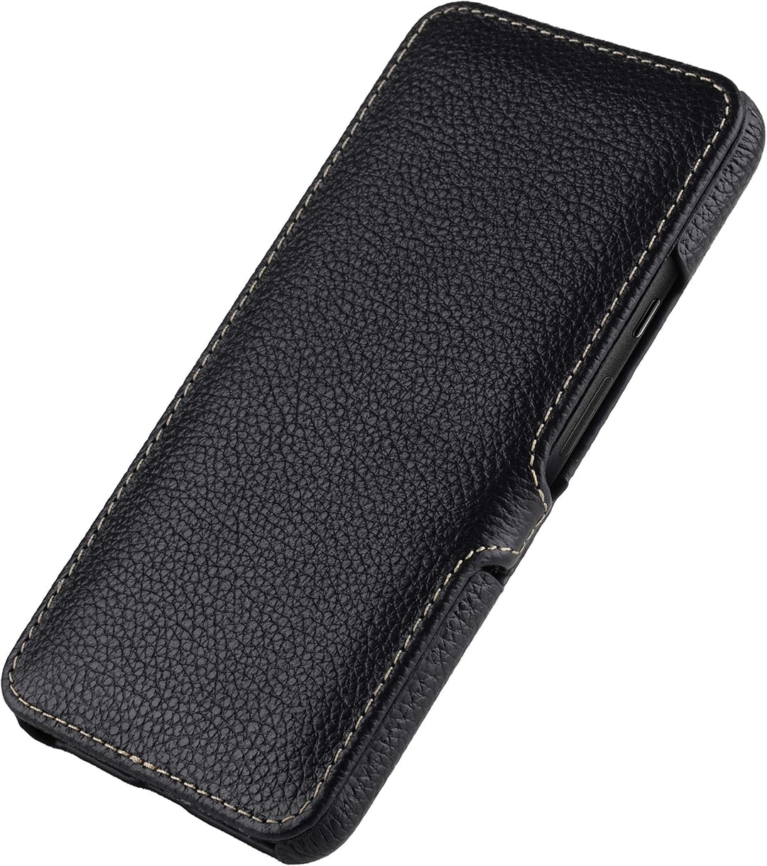 STILGUT Book Case kompatibel mit Google Pixel 5 Hülle aus Leder mit Clip-Verschluss, Lederhülle, Kla
