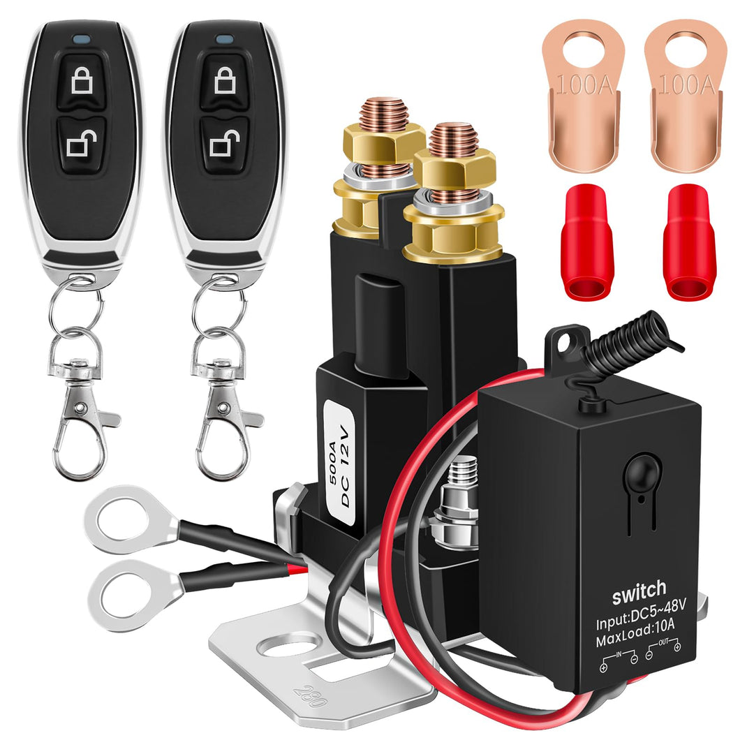 Batterietrennschalter 12 V Relais 12 V 500 A Batterieschalter mit 2 Fernbedienungen Diebstahlsicheru