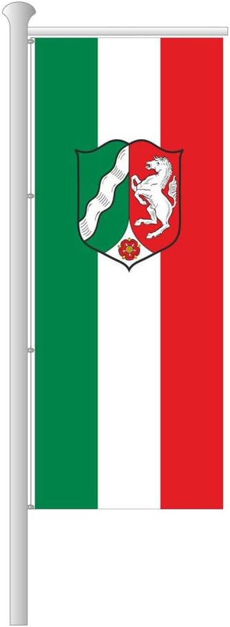Deitert Bundesland-Flagge NRW – 80x200 cm NRW-Flagge mit Wappen (Dienstflagge), Fahne für Ausleger a