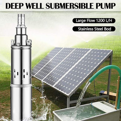 Tiefbrunnenpumpe, Brunnenpumpe,180W/12V/1.2m³/h Edelstahl Wasser Tauchpumpe Wasserpumpe Solarbetrieb