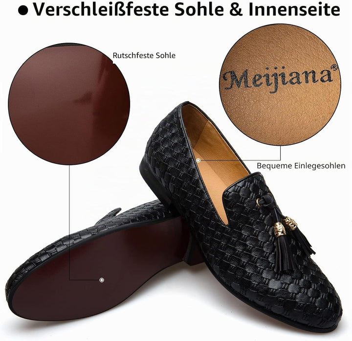 MEIJIANA Herren-Mokassins Business Schuhe Herren Schuhe Mokassins Slipper Herren, 42 EU Schwarz 01