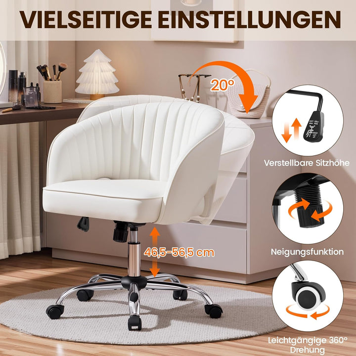 Yaheetech Bürostuhl aus Kunstleder, Ergonomischer Schreibtischstuhl mit Armlehnen, Drehstuhl mit Rol