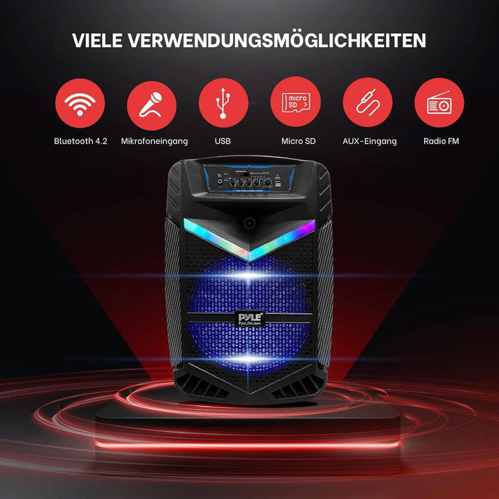 Pyle PA Bluetooth Lautsprecher - Karaoke Maschine mit Karaoke Mikrofon, Musikbox Bluetooth Box, Part