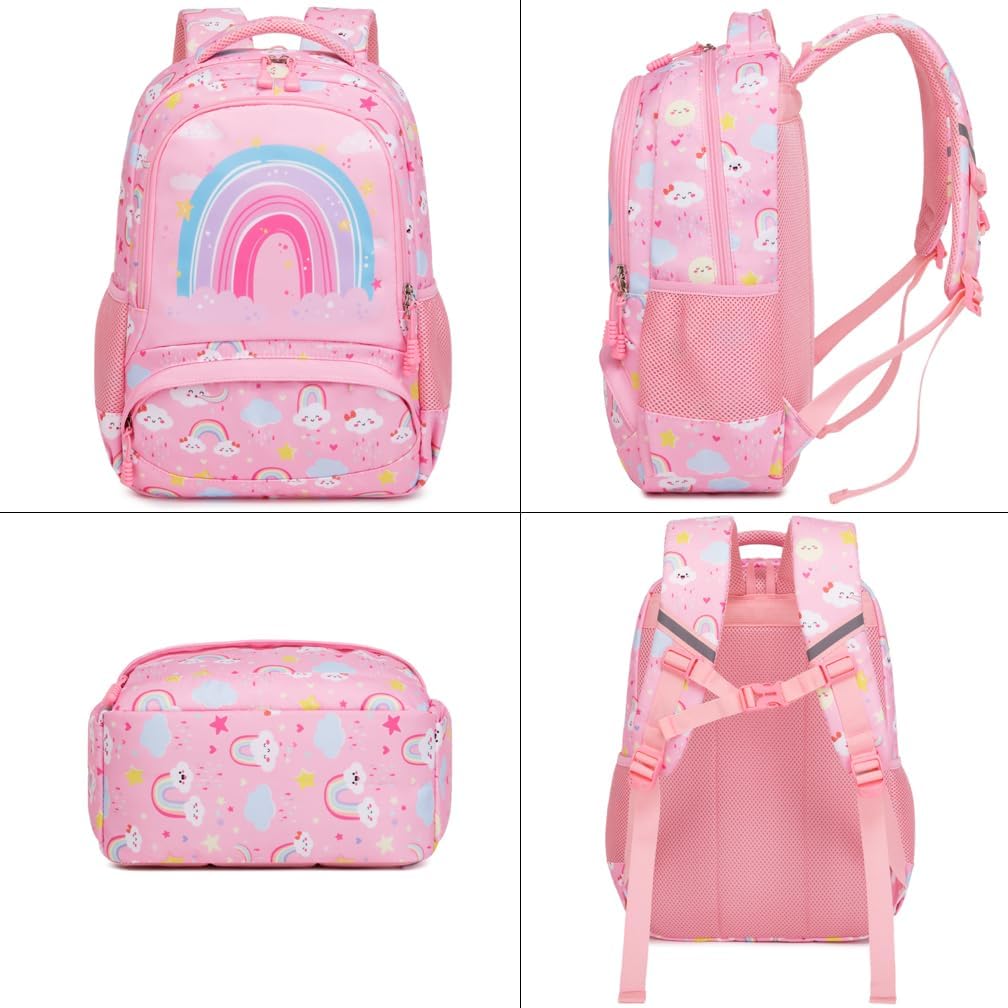 Kimwadalh Schulrucksack Mädchen Rucksack Leichtgewicht Kinderrucksack Regenbogen Schulranzen für Mäd