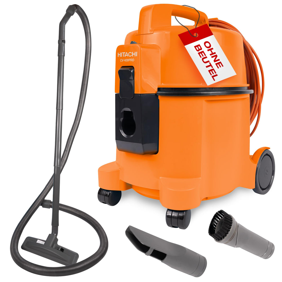 HITACHI Staubsauger CV-400 PRO mit HEPA Filter 7,5L, Beutellos - Profi Bodenstaubsauger 880W, leise