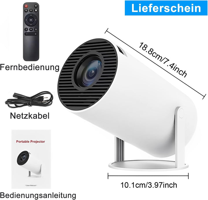 Mini Projektor mit WiFi 6 und BT 5.2, Full HD 1080P Unterstützt Mini Beamer, Portabler Heimkino Beam