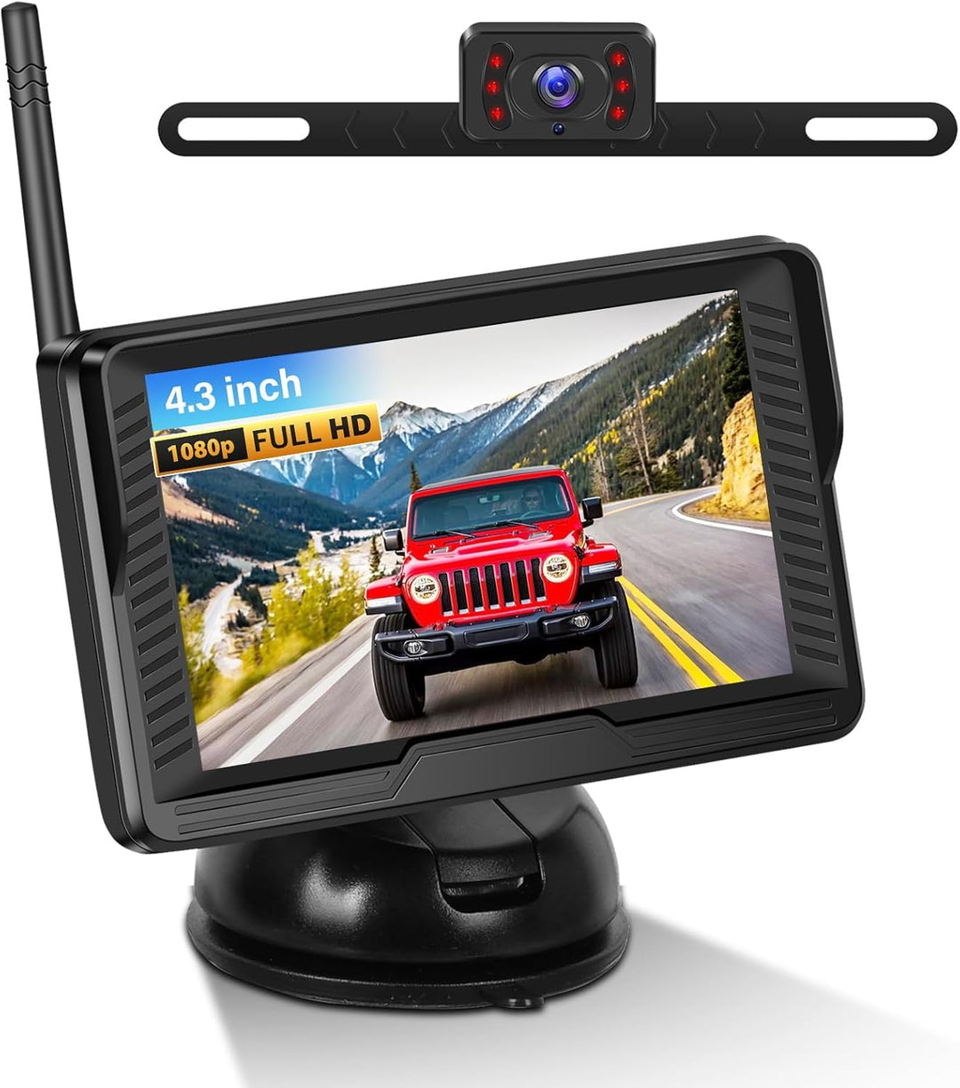 Wireless Digitales drahtloses Rückfahrkamera Kit mit 4,3" IPS-Bildschirm Nachtsicht IP69 wasserdicht
