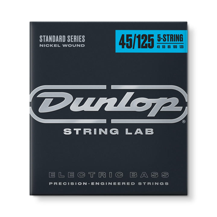Dunlop DBN45125 Saiten für Bassgitarre, Nickel, Medium, 5er Satz, 45-125, Edelstahl 45 - 125 Standar