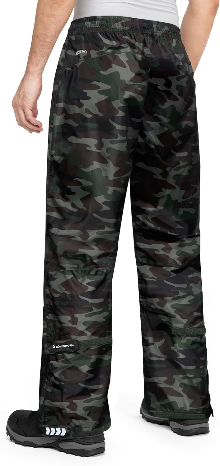 Höhenhorn Pluvia Herren Regenhose wasserdichte Atmungsaktive Outdoorhose mit Transportbeutel, S Camo