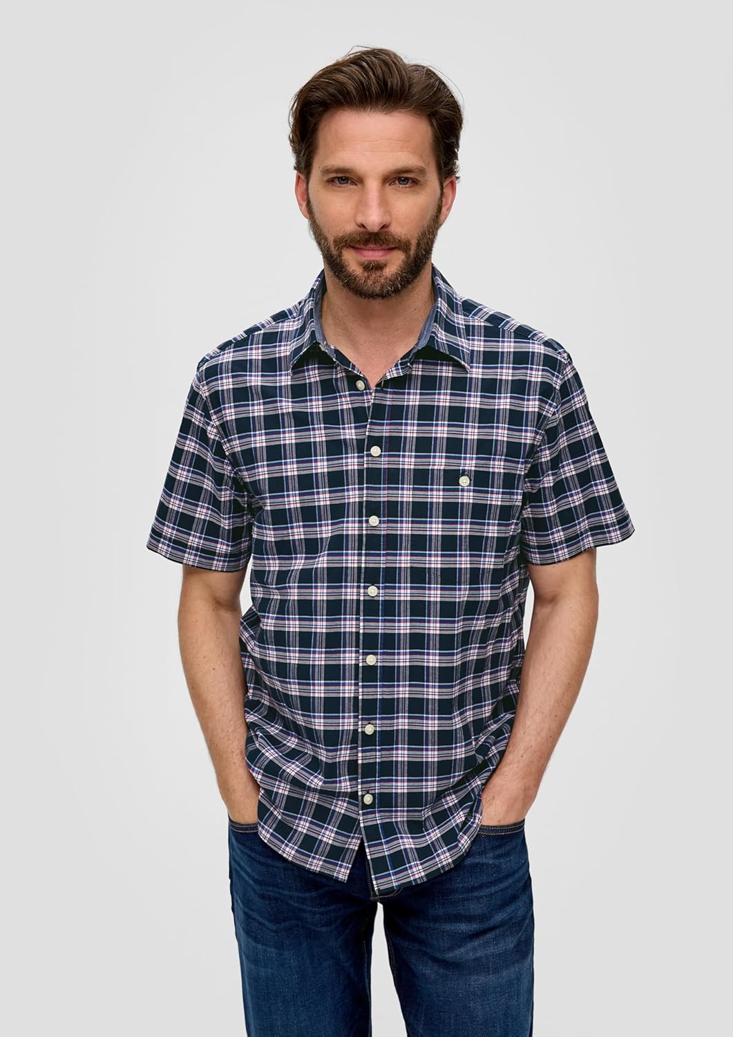 s.Oliver Herren Hemd Kurzarm XL Blau 58n4, XL Blau 58n4