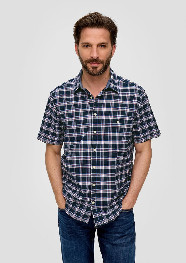 s.Oliver Herren Hemd Kurzarm XL Blau 58n4, XL Blau 58n4