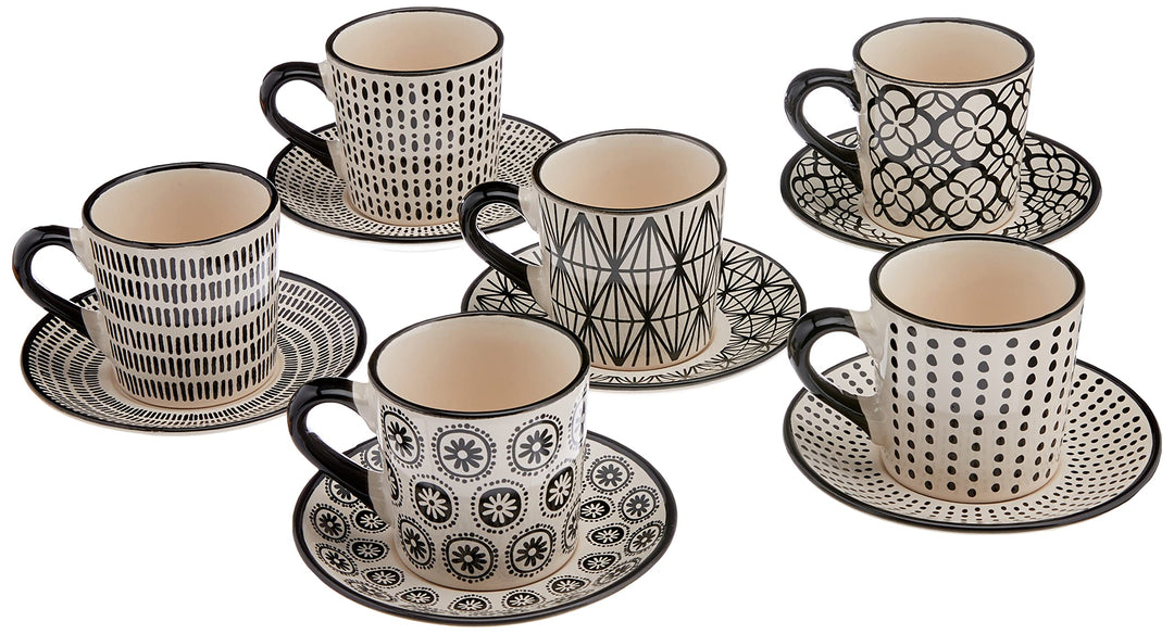 H&h set 6 tazze caff in stoneware vhera con piatto cc90 Modern, Modern