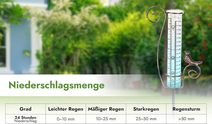DAAS24 Regenmesser - Regenmesser für Garten – Frostsicheres Glas - Niederschlagsmesser- Flexibel pla