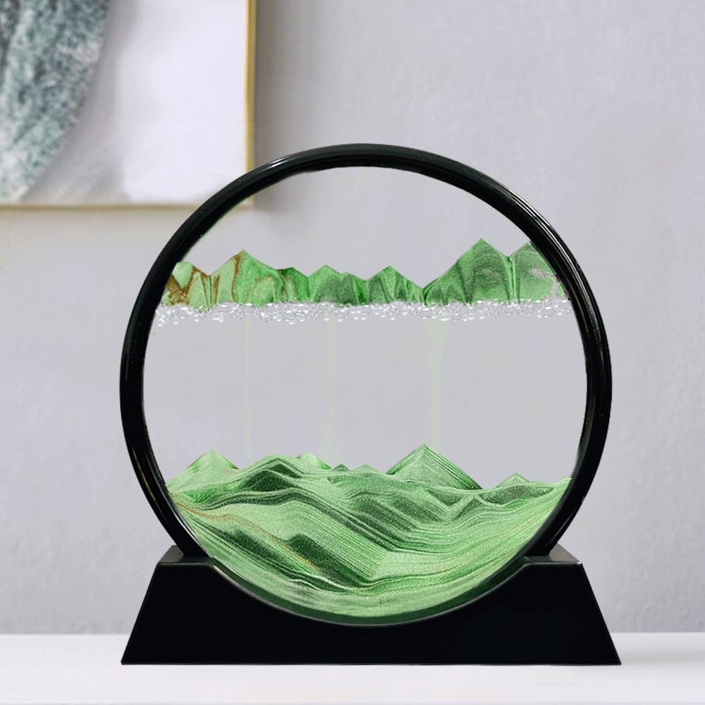 Aoderun Sandbilder Zum Drehen 3d Sanduhr Büro Deko Sand Rundes Glas Fliessender Sand Rahmen Beweglic
