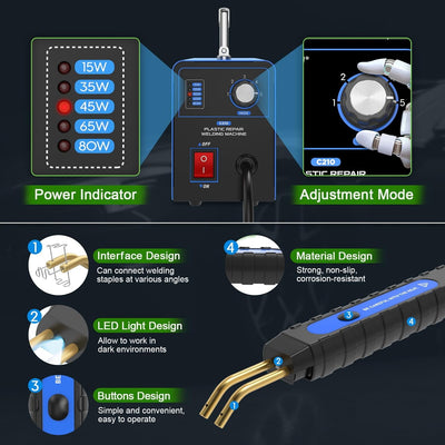Kunststoff Reparatur Schweissgerät Set KFZ - MOTOCOCHE 220V Einstellbare 15W 35W 45W 65W 80W Kunstst