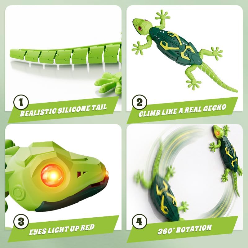 Wall Crawler Gecko, Remote Controlled Crawling Chameleon, Fernbedienung Wand Gecko mit Leuchtenden A