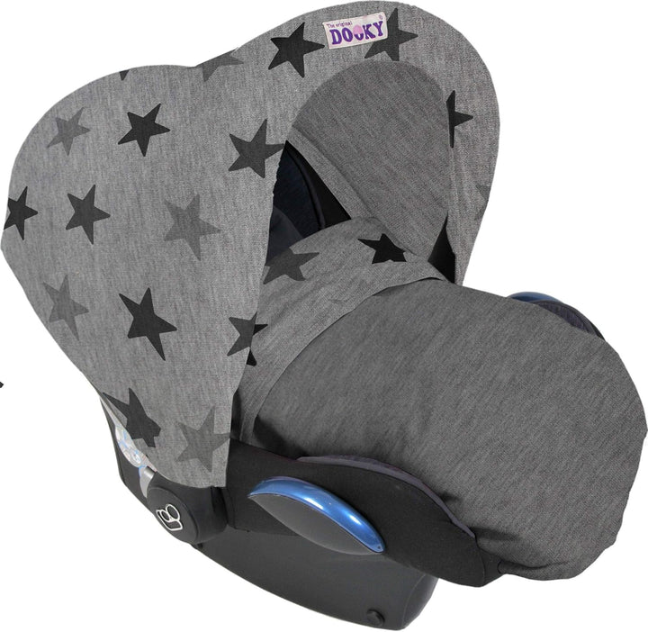 Original Dooky Hoody Sonnenschutz Sonnenverdeck für Babyschalen oder Kinderwagen (Design: Grey Stars