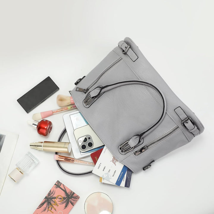 VINBAGGE Damen Handtasche PU Leder Henkeltasche Shopper Tasche Vintage Weiches Umhängetasche Schulte