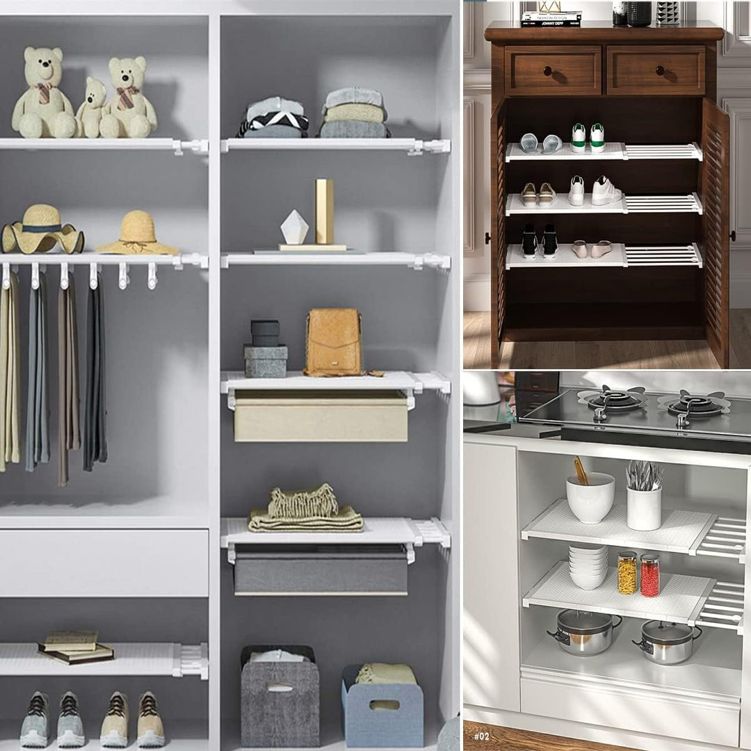 Ausziehbar Garderobensystem Regaltrenner Edelstahl-Stangen Ohne Bohren für Küche Bücherregal Kühlsch