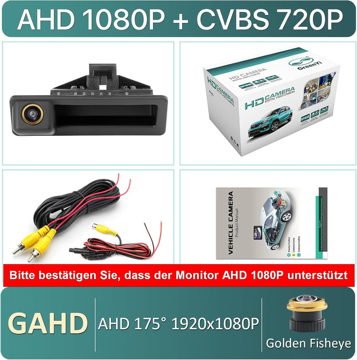 AHD 1080P Auto Rückfahrkamera für BMW 3 Series 5 Series X6 E39 E60 E70 E82 E90, 170 Grad Fischaugen,