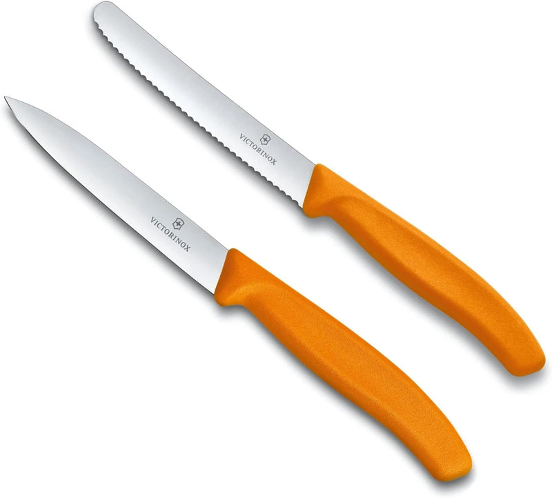 Victorinox - 2-tlg. Starter Gemüsemesser Set 10cm - gerader und Wellenschliff - Swiss Classic - oran