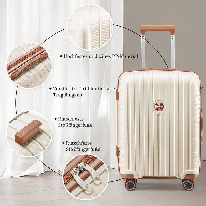 Joyway Kofferset 6tlg Hartschale Leicht PP mit 4 Rollen und TSA-Schloss Der Gepäcksets Enthält 1 Kos