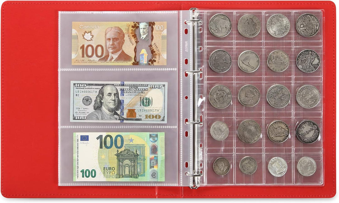 MUDOR Leere Premium PU Classic Binder 4 Ring Binder Alben Einsteckbuch für Briefmarken, Dokumente, M