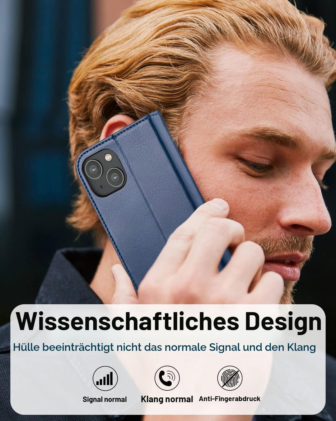 OCASE für iPhone 14 Hülle Handyhülle Premium PU Leder Blau iPhone 14 Blau, iPhone 14 Blau