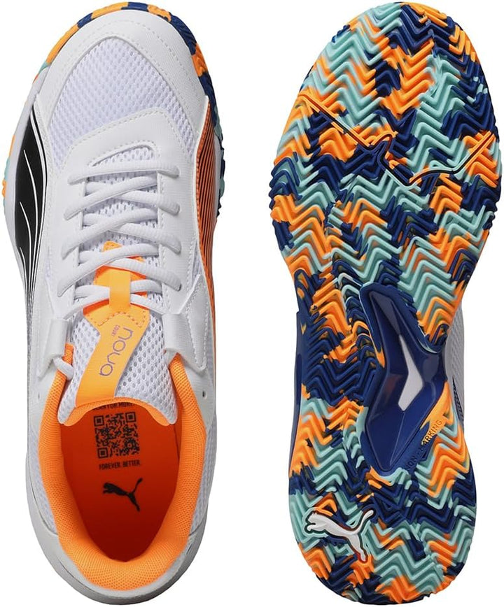 Puma Unisex Nova CourtTennis Shoe 37.5 EU Puma White Puma Black Vivid Blue Heat Fire, 37.5 EU Puma W